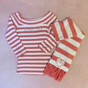 BEBE Stripped Shirt & Matching Scarf